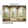 2D Floral Arched Window Backdrop, Romantic Garden View Photography Background for Wedding Party