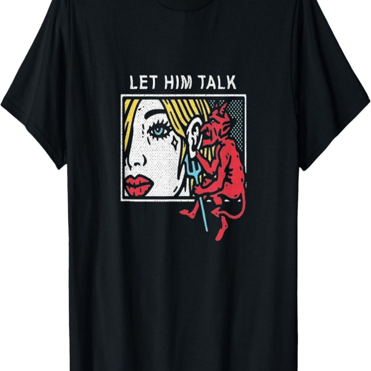 

Teufel spricht ins Ohr, Teufelchen Pop Art T-Shirt T-Shirt S чёрный
