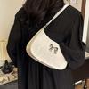 Y2K Style Metallic Underarm Bag, Minimalist Crescent Purse with 3D Bow Detail Shoulder Purse for Casual Dating Versatile Bag