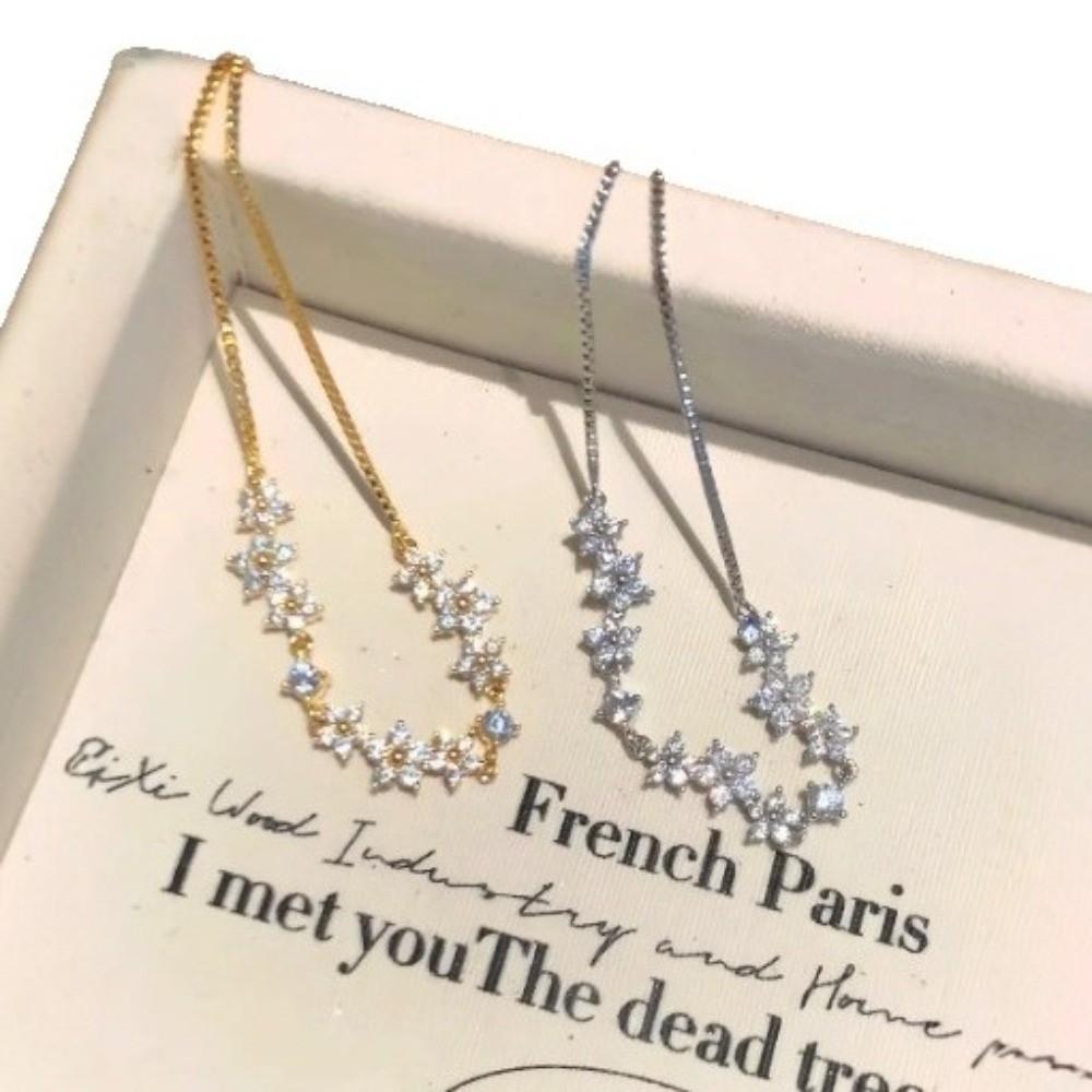 Micro-inlaid Zircon Adjustable Zircon Bracelet Shiny Hand Chain Pull Flower Bracelet Gifts