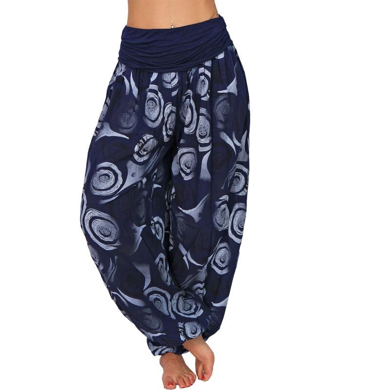 15 Color Women Casual Elastic Waist Plus Size Print Long Trousers Straight Loose Long Pants Haren
