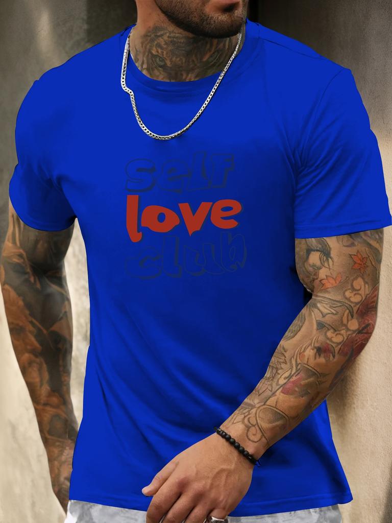 Short Sleeve TShirt Self love club Mens 100 Cotton Pattern Printed Shirt Summer Round Neck Breathable Casual Fashion Cool Tee