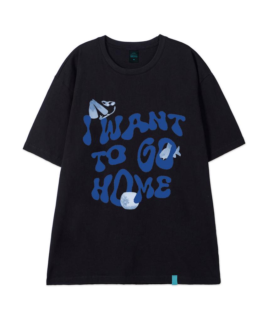 ASTRAL PROJECTION [I Want To Go Home] Cotton Loose Fit Short Sleeve T-Shirt_Black