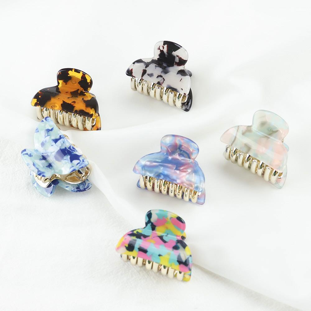 

6 шт./лот 4 см Акриловый маленький краб Зажим для волос Женщины Девушки Милый цветочный леопардовый пластиковый заколка-зажим Заколка Аксессуары для волос