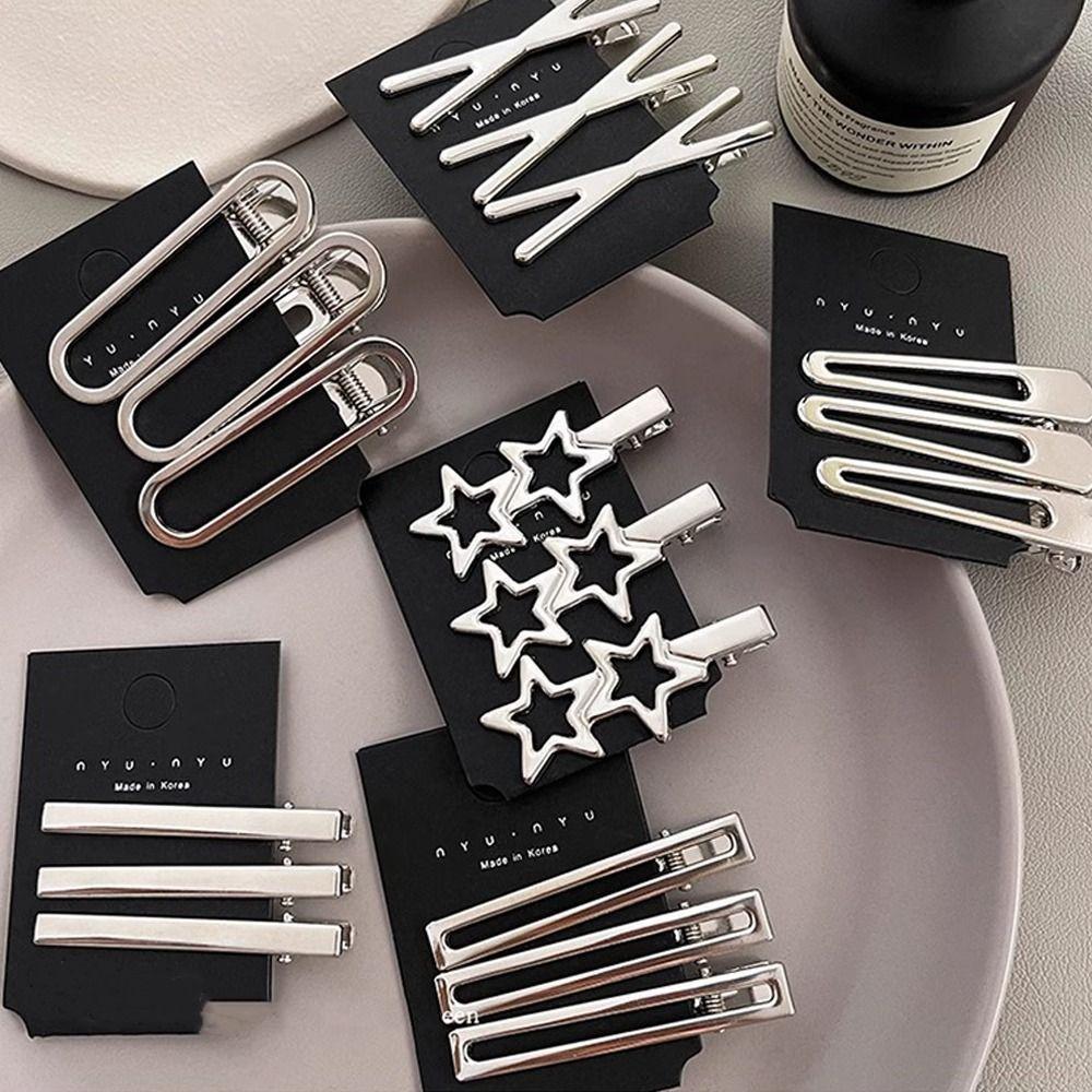 3pcs/set Hollow Hairpin Silver Duckbill Clip Fashion Hair Clips  Hair Accessoires