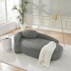 Minimalist Teddy Fleece Sofa with Rounded Design, Soft Upholstered Couch with Cushion, Versatile for Living Room, Bedroom and Studio, Gray