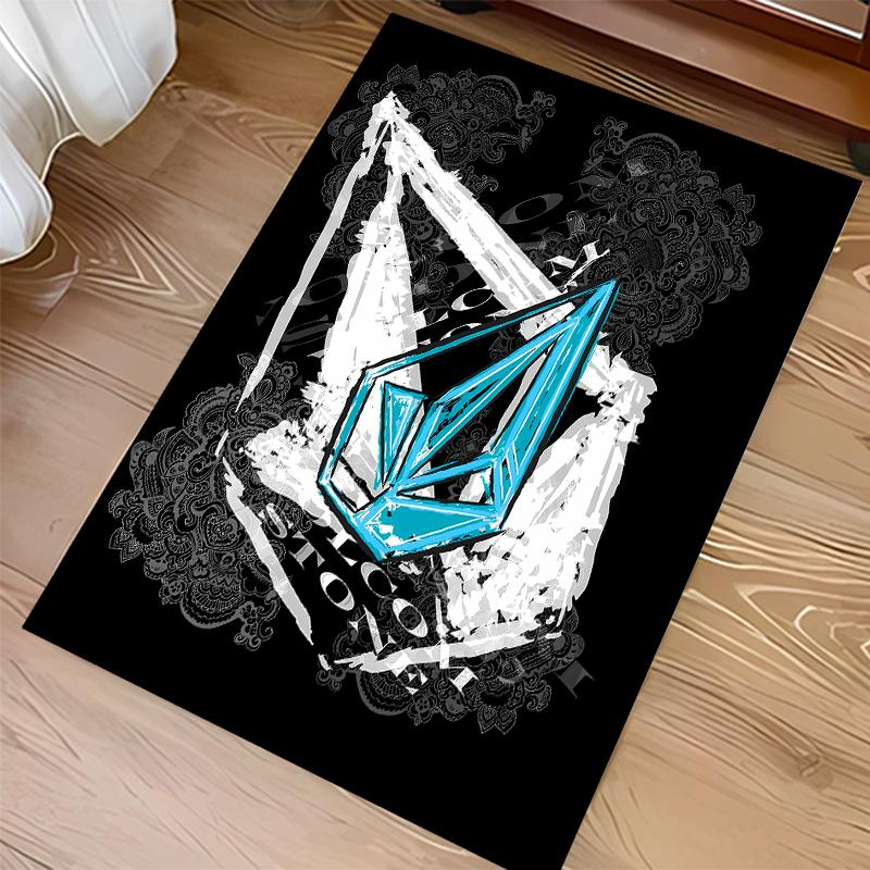 1pc V-VOLCOM LOGO5 Print Area Rug - Soft, Washable Non-Slip Indoor Mat for Office Chairs, Living Room, Home Office Decorative Rug