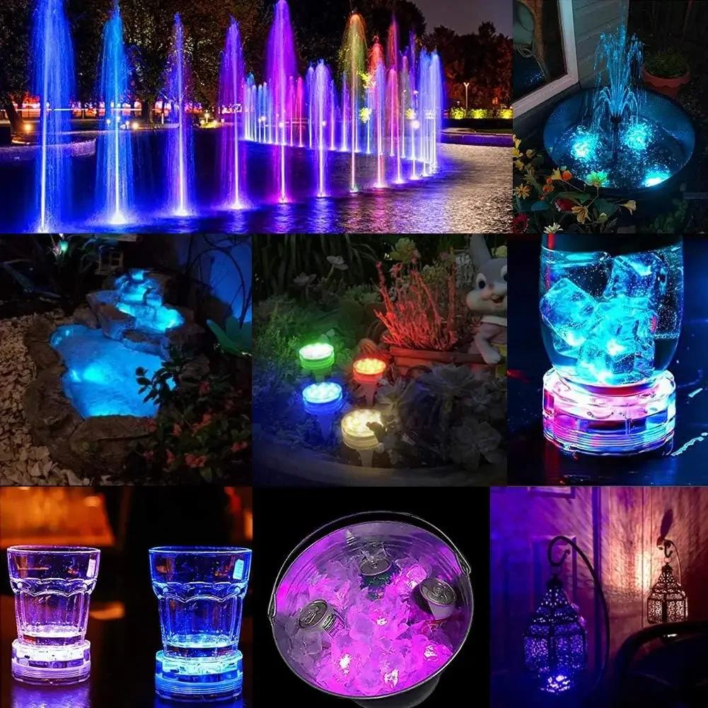 Updated Submersible Light IP68 RGB Underwater Pool Lights with RF Remote Magnet Suction Cups Night Lamp for Pond Pool Aquarium