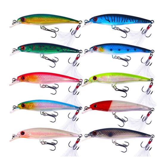 9CM/6.7G Minnow Fishing Lure with Tongue Hooks Hard Artificial Swimbait Freshwater Saltwater Trout Bass Fishing Accessories