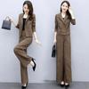 Elegante Traje de 2 piezas a cuadros con pantalones acampanados para mujer, Ropa de mujer de moda de estilo coreano para primavera otoño