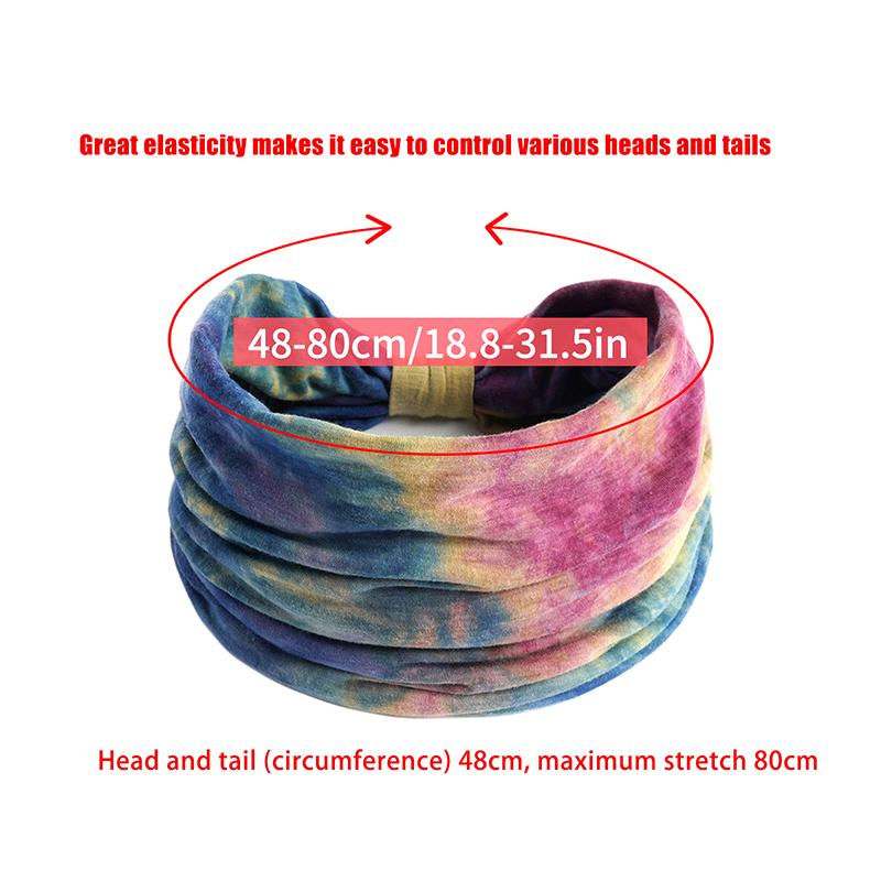 Tie-Dye Boho Knot Turbans Yoga Elastic Head Wrap Women Headband Wide Hairbands Headwear Bandanas  Hair Band Accessories