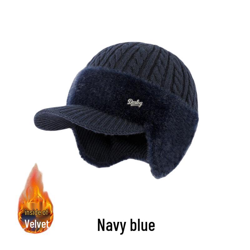Men's Winter Knit Duckbill Cap: Thick Velvet-Lined, Warm Wool Hat for Cold Weather