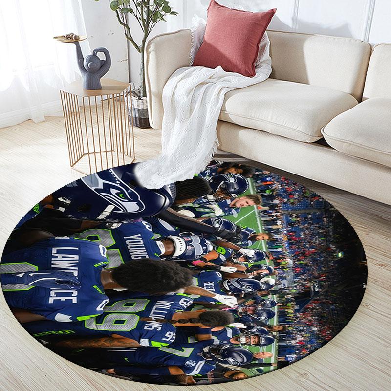 Seattle Seahawks Players pattern round rug,Carpet Rug for Living Room Bedroom Playroom ,Non-slip Floor Mat,Holiday Gifts and Birthday Gifts.