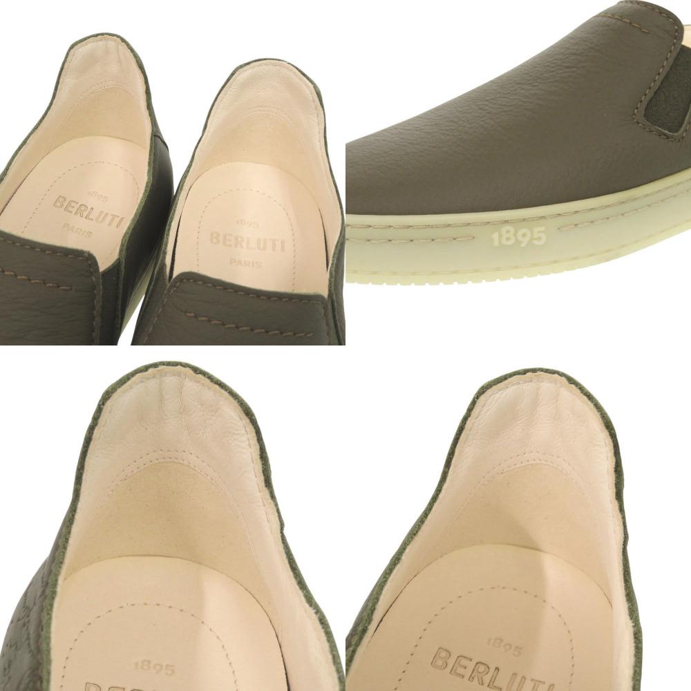 Used AUTHENTIC BERLUTI Slip-on Eden Calligraphy khaki Leather