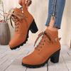 Fashion 2025 Fashionable Roman-style boots - High-heeled shoes for women with lace-up buckles, fashionable high-top leather ankles