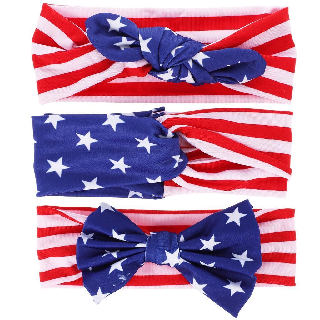 3Pcs American Flag Headband Headdress Holiday Festival Hair Accessories Independence Day Hair Band