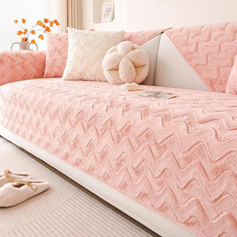 French Cream Style Sofa Cushion Autumn and Winter Plush Anti Slip Sofa Cover
