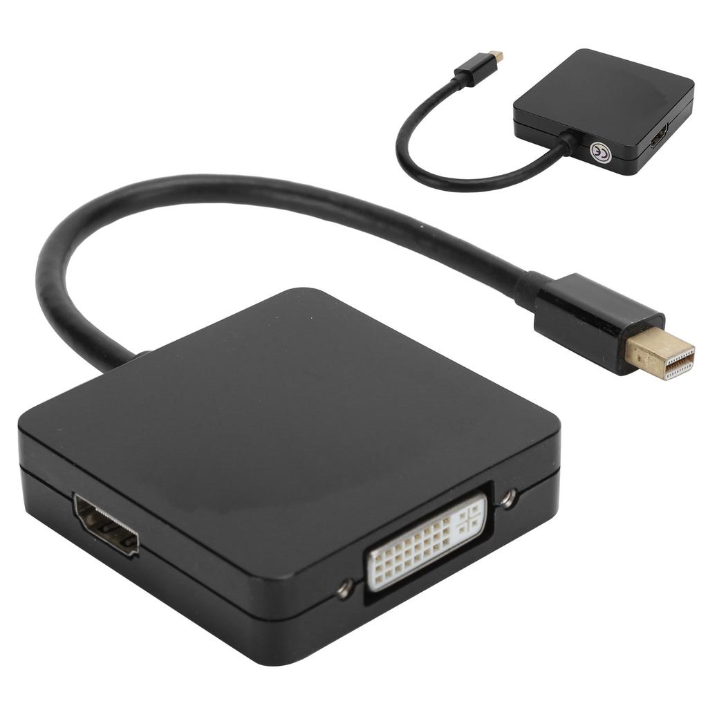 3-in-1 Adapter Mini DP to DP DVI HDMI 1080P High Definition Converter Cable for Computer TVBlack