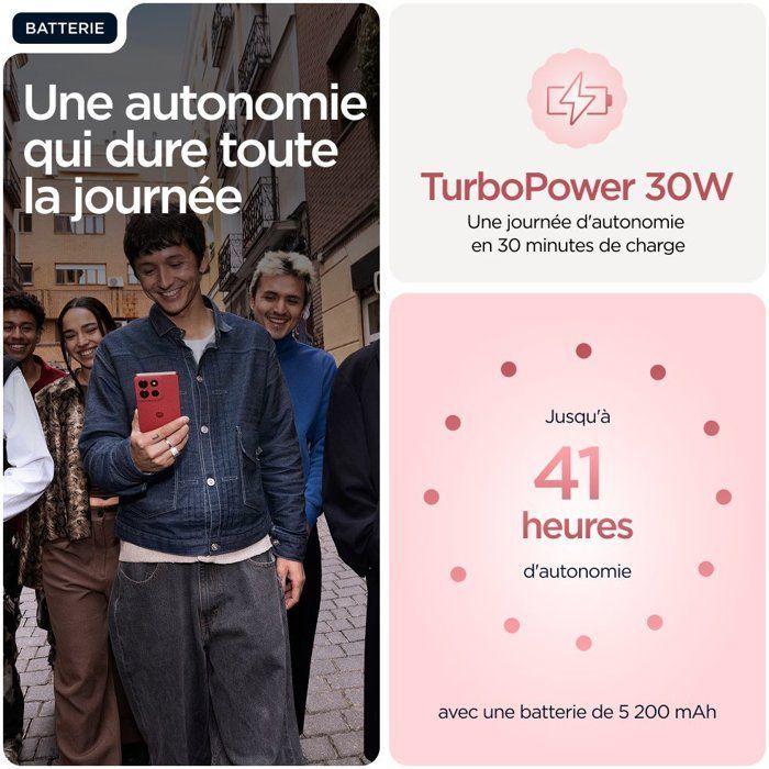 Smartphone Motorola G86 - RAM 8 Go - 256 Go stocare - Roșu - Versiune Franceză - Stare foarte bună