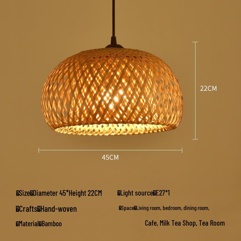 Bamboo Rattan Pendant Lamp: New Chinese & Japanese Style Zen Lighting for Tea Room & Dining, Antique Lantern Design.