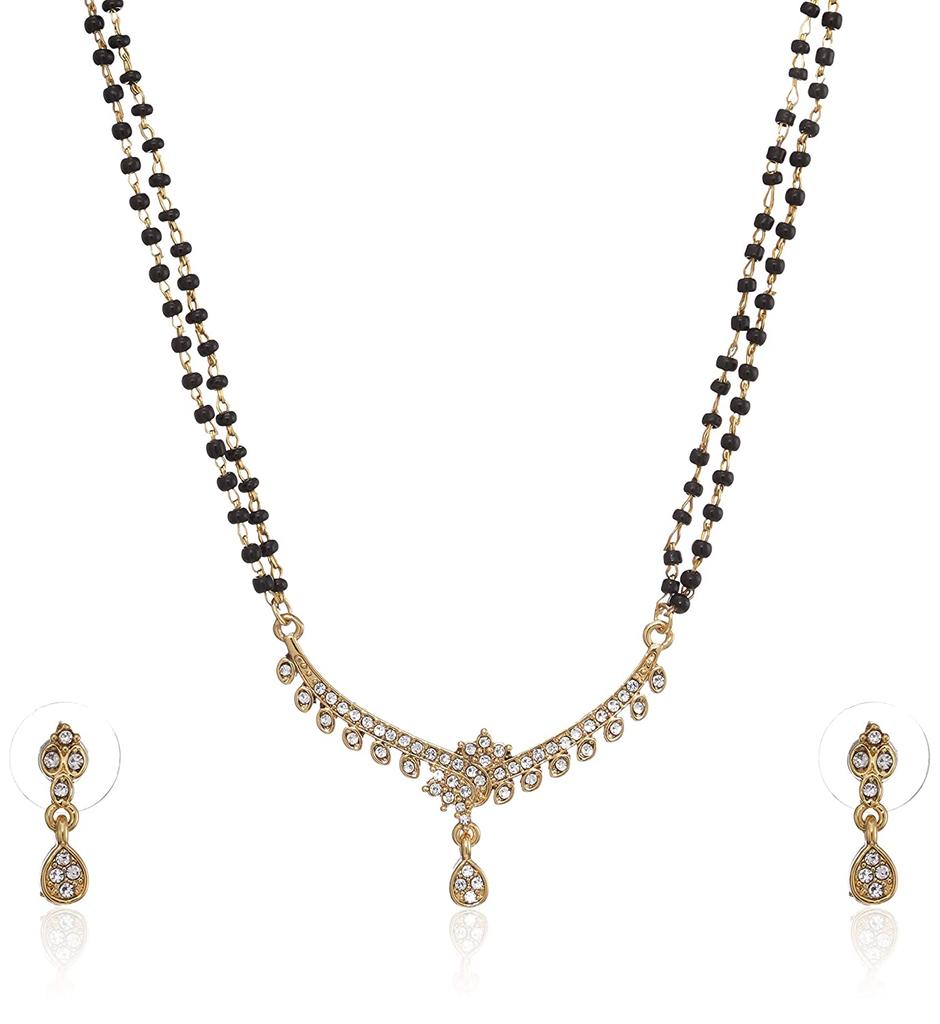 Estele Necklaces 24k Gold Plated Linked Branches Double Line Mangalsutra