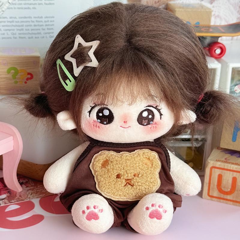 20 cm Idol Docka Gosedjur Bomull Stjärna Dockor Kawaii Gosedjur Baby Gosedjur björn hängselkläder Inga Attribut Dockor Leksaker Barn Samling Gåva