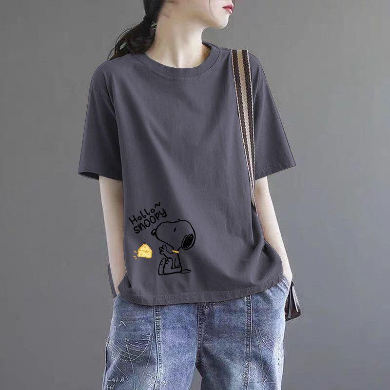 Brand Discount Store Genuine Goods Women Clothes Pure Cotton Short Sleeve Top Plus Size Loose Casual Print Summer T-shirt Tide