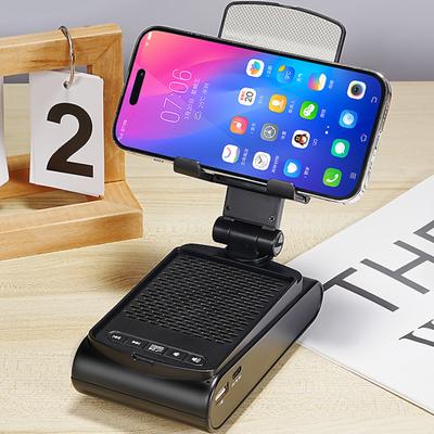Mobile Phone Holder with Wireless Bluetooth-compatible Speaker Telescopic Great Load Bearing Anti-skid Bottom