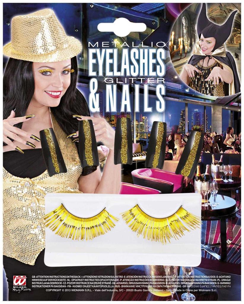Buy Set of gold eyelashes & 10 glitter nails vdwdm9818e at affordable