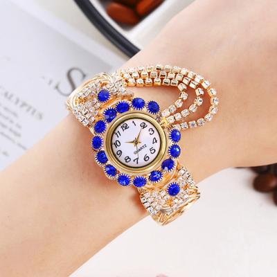 Damen Strass Armbanduhr Verstellbares Rundes Zifferblatt Damen Lässig Formell Kleid Quarz Armreif Armbanduhr