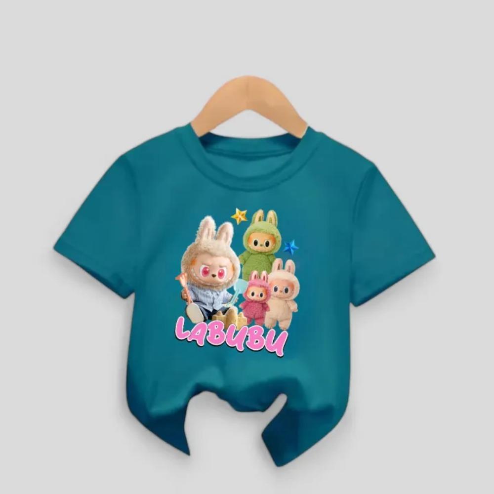 New Labubu Children's T-shirt with Various LABUBU Ugly and Cute Patterns for Girls Round Neck Short Sleeve Casual Versatile Clothing