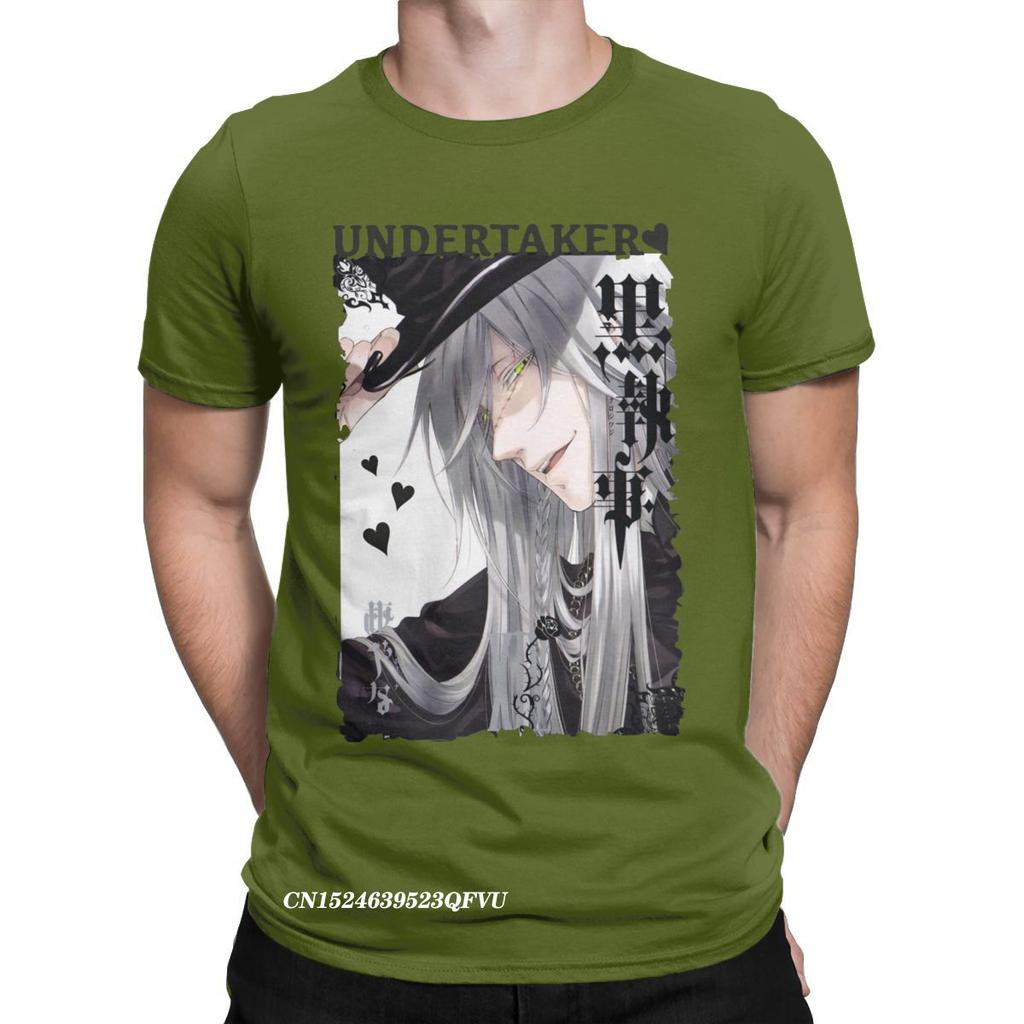 Undertaker Black Butler T-Shirts Herren Anime Lustig Premium Baumwoll T-Shirt Rundhals Harajuku T-Shirt Ästhetische Camisas Tops