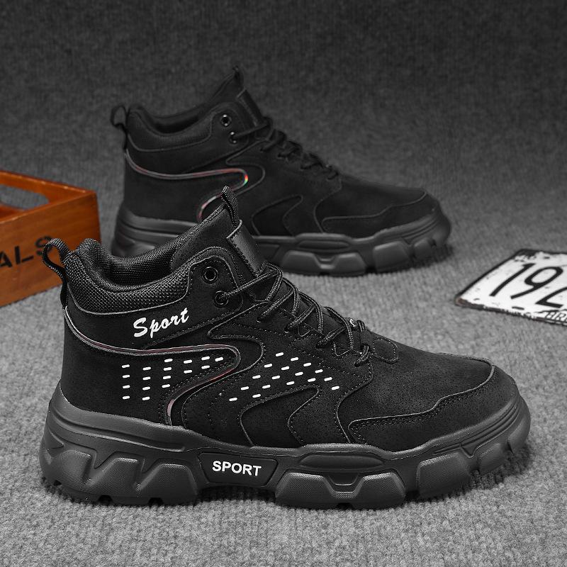 Warm Sports High-top Shoes, Waterproof Rubber and Plastic Men's Sticky Cold Running Soles, Winter Autumn Casual Martin Boots, Excellent Price