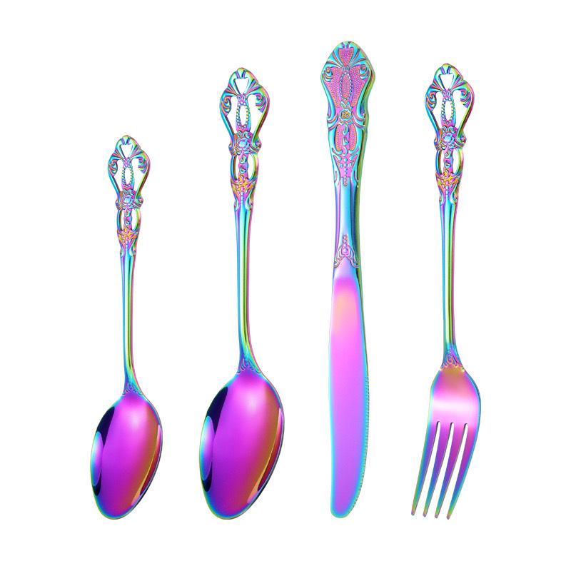 Stainless Steel Cutlery Set: Royal Steak Knife, Dessert Spoon, Salad Fork, Ice Spoon