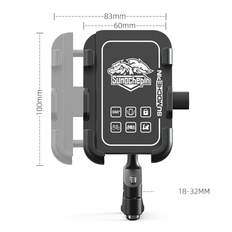 360 Degree Universal Bike CNC Aluminum Alloy Motorcycle Motorbike Handlebar Phone Holder Stand Mount For iPhone Xiaomi Samsung