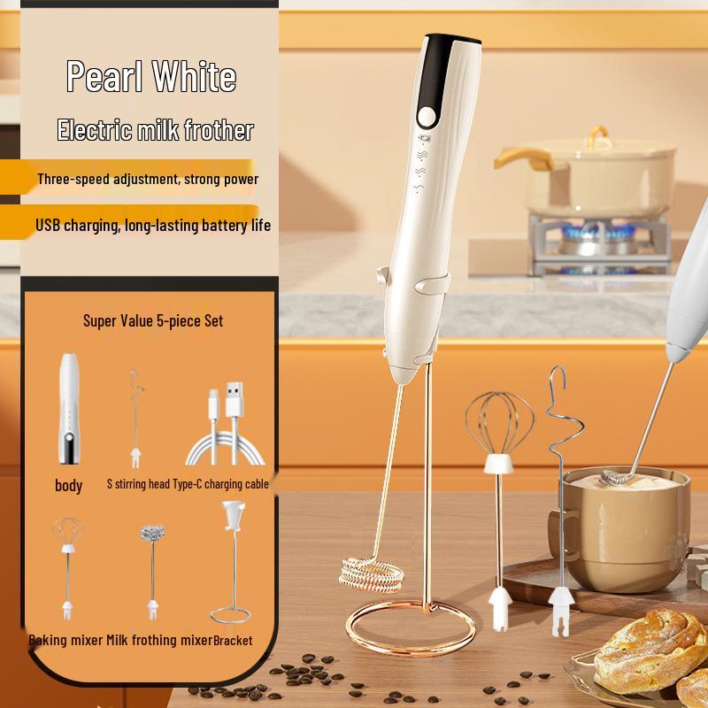 Stylish Electric Handheld Milk Frother & Mixer for Coffee and Eggs