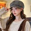1pc Women Classic Beret Hat,Autumn Winter Warm Comfortable Color Mixing Embossed Newsboy Caps,Suitable for Outdoor Recreation