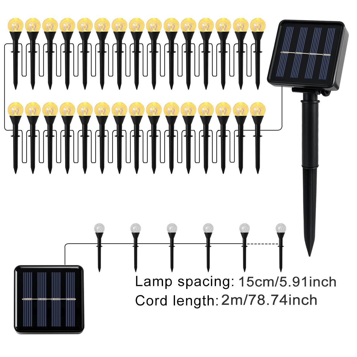

20/30 LED Solar Pathway Lights Outdoor Waterproof Solar Bubble Ball Lawn Lights String for Patio Garden Camping Lighting Decor 20LED теплый белый