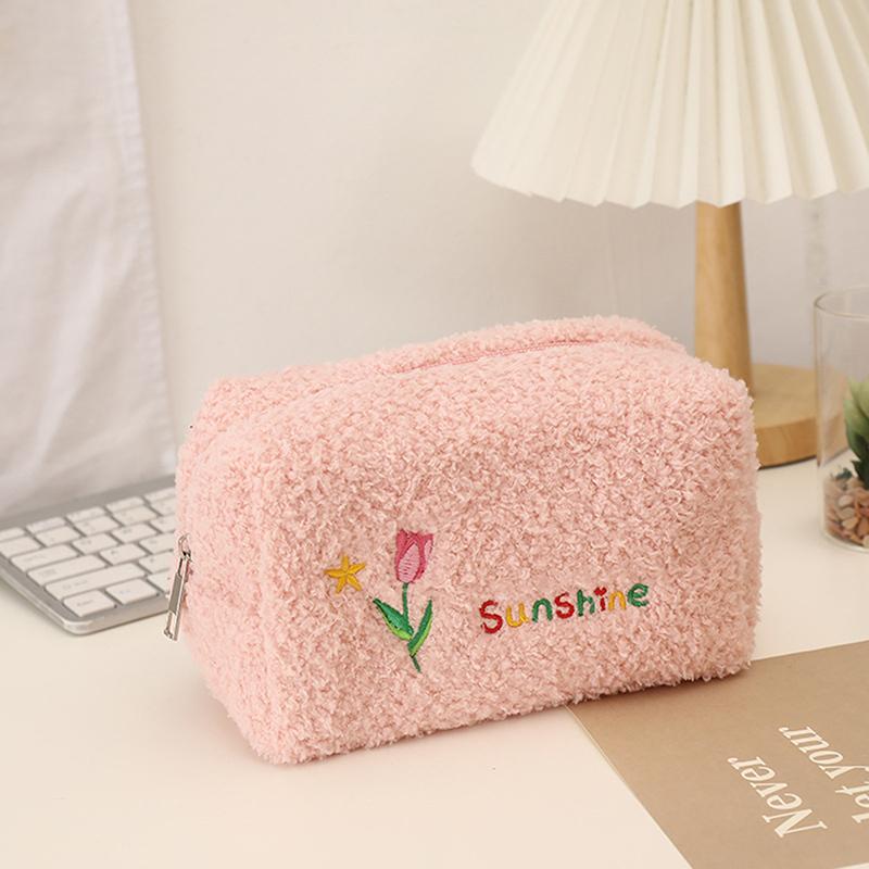 New Plush Storage Bag, Golden Fragrance Makeup Bag, Large Capacity, High-end Toiletries, Portable Travel Japanese Makeup Bag