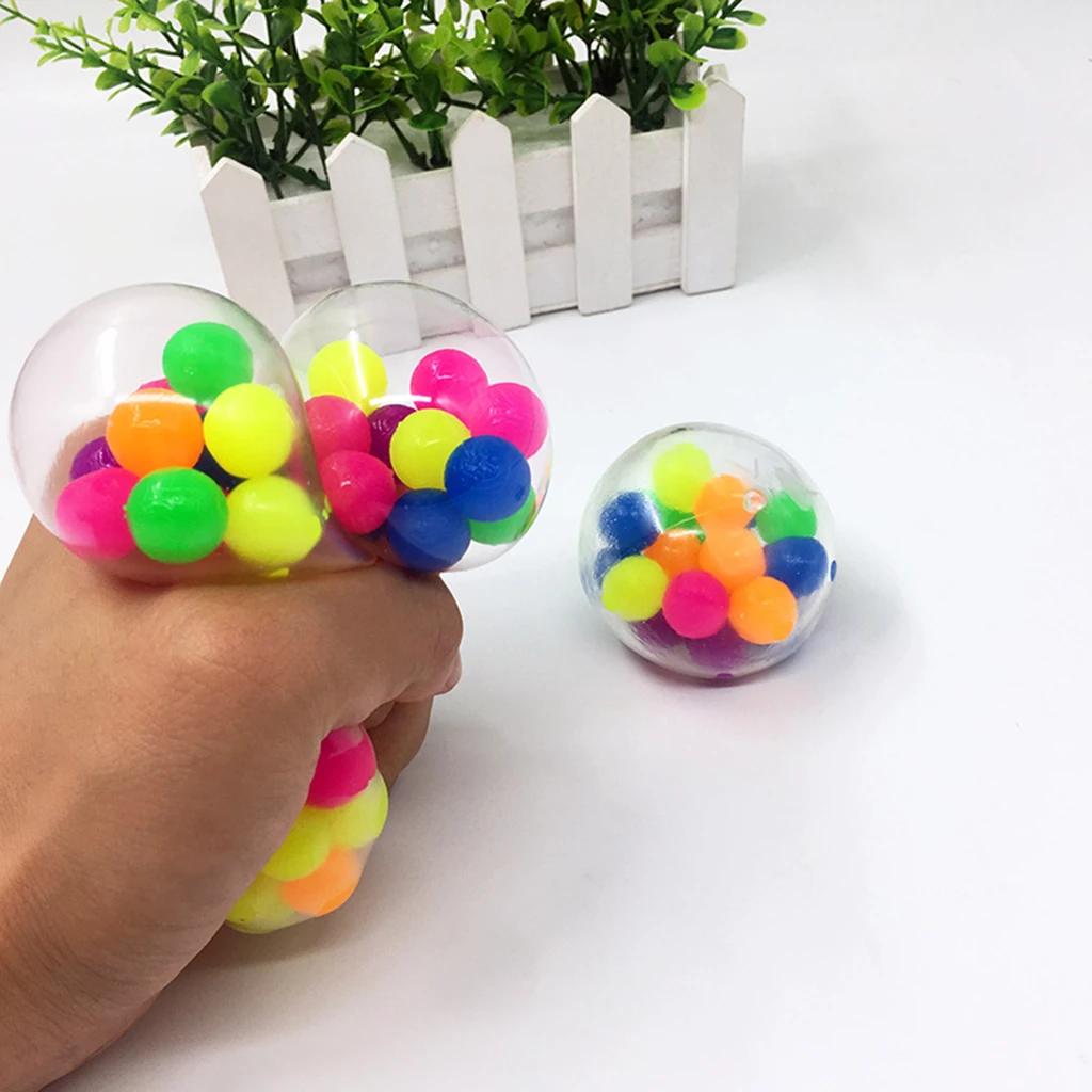 Fidget Toy Rainbow Anti-stress Fidget Tactile Toy 3pcs Soft Ball Colored Beads Autism Mood Squeeze Relief Healthy Vent Children Toy