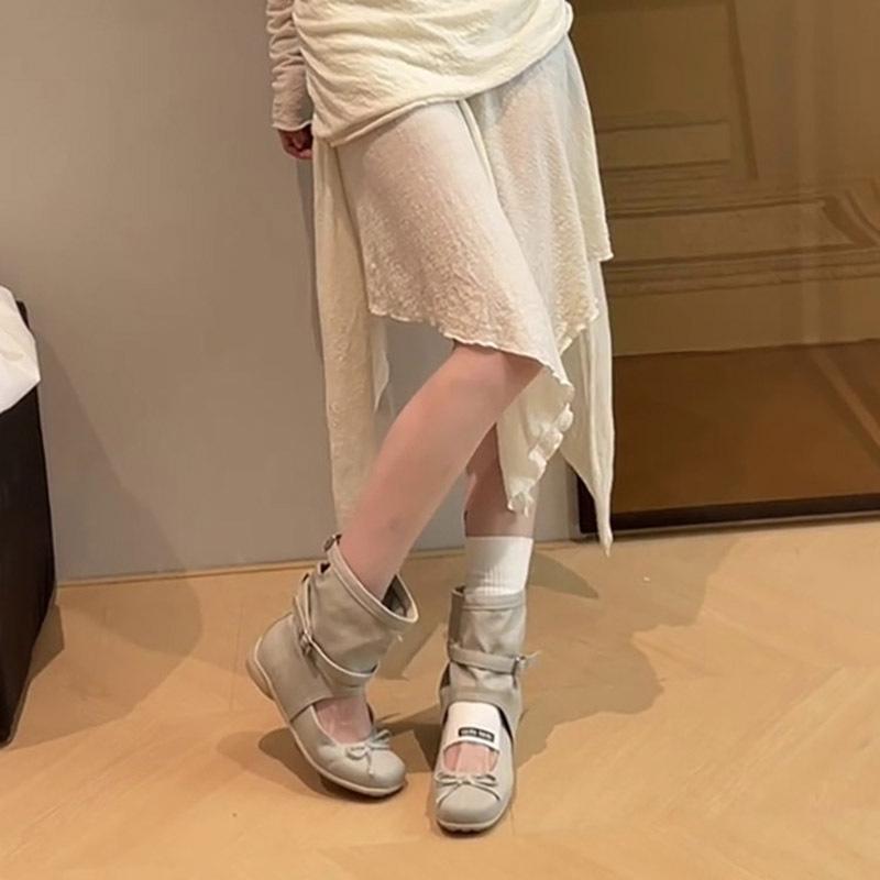 Ballett coole Stiefel Damen 2025 neu Sommer atmungsaktiv Innenhöhe Erhöhung Mary Jane Einzelschuhe lässige vielseitige kurze Stiefel