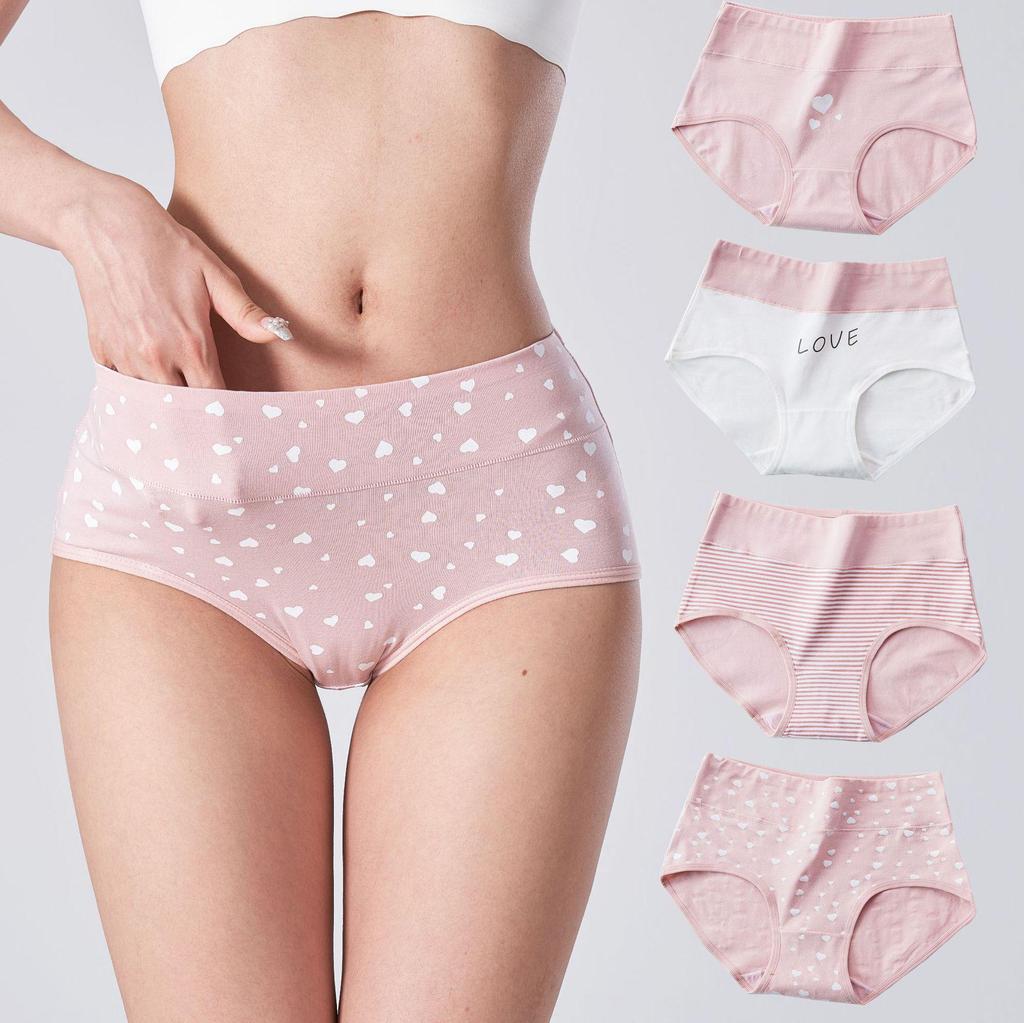 Sous-vêtement pour adolescente grande taille, coton pur antibactérien, taille haute, gainant le ventre, sans coutures, imprimé