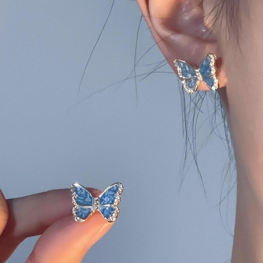 2023 Trendy Blue Butterfly Skin-Brightening Shimmer Earrings: Enhance Your Summer Style