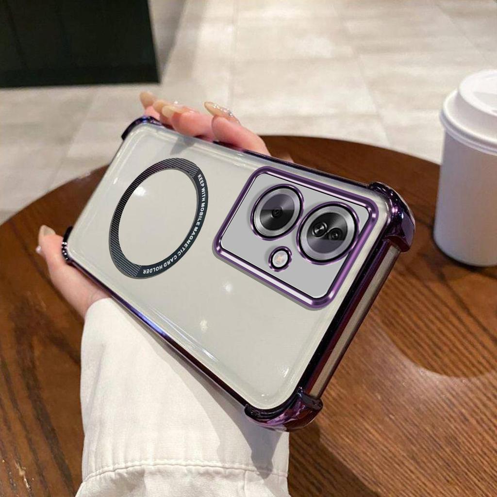 Case for OPPO A79 5G Clear Magnetic Casing Electroplated Lens Frame Phone Cover