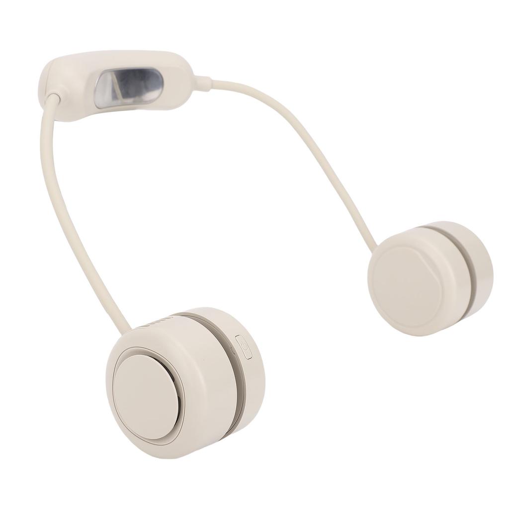 Neck Hanging Fan 3 Gears Adjustable Ergonomic Design Quiet Foldable Wearable Neck Fan for Beach Cycling Beige