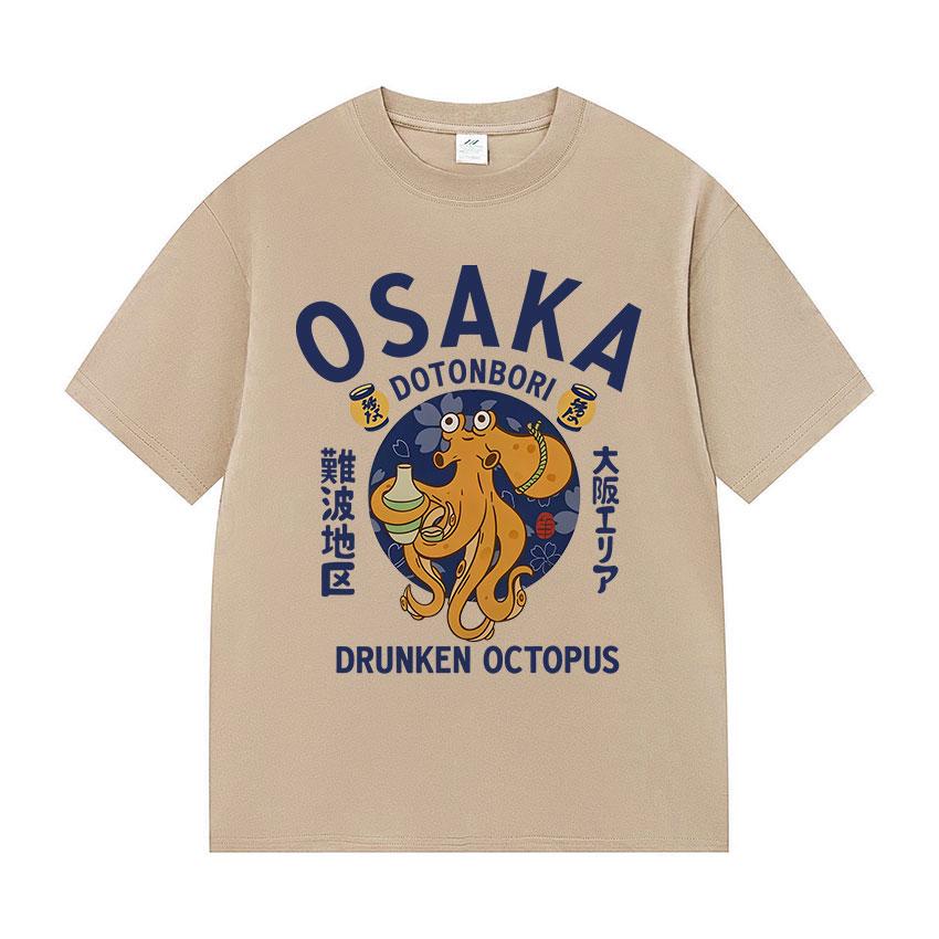 2026 New Japanese Osaka Dotonbori Drunken Octopus Food Lover Funny Graphic Men T Shirt Fashion High Quality Cotton TShirts Tops
