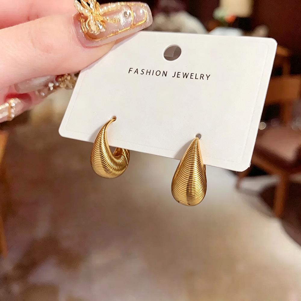 Elegant Glossy U-shaped Earrings for Women - Minimalist, Versatile Fashion Design