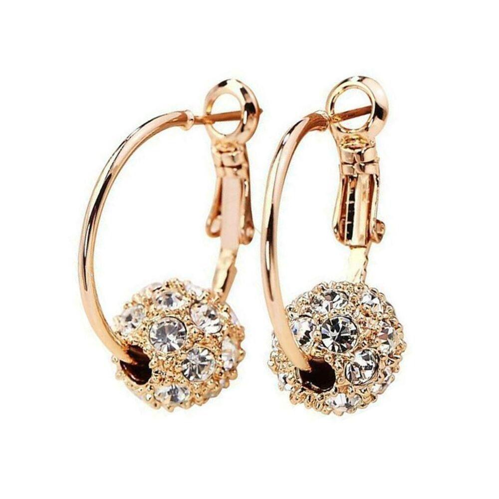 Alloy Weight Loss Earrings Coloured Diamond Small Hoop Earrings Crystal Diamond Ball Earrings