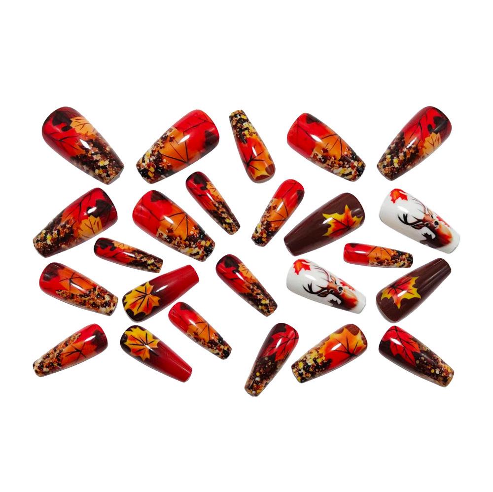 Autumn & Winter Maple Leaf Reindeer Press-On Nail Art Stickers
