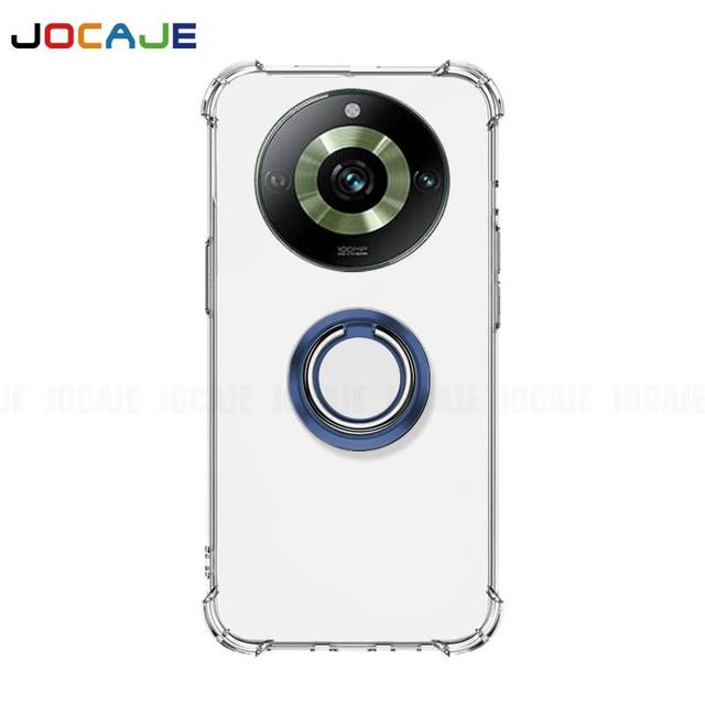 Capa transparente macia com suporte de anel para Realme 11 10 pro plus 5G 4G, capa traseira para Realme 11pro, suporte de suporte, capa protetora de airbag transparente